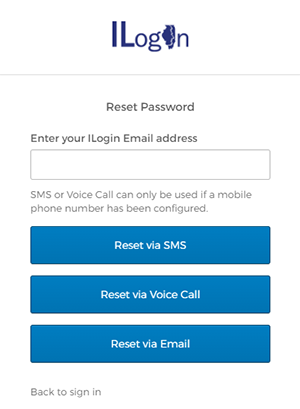 reset password page