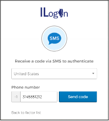 SMS authentication screen